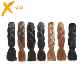 X-TRESS Hair Extensions Treccine African Braiding Crochet Locks Ombre Brown Auburn Color Synthetic Jumbo Braids Long 24inches
X-TRESS Hair Extensions Treccine African Braiding Crochet Locks Ombre Brown Auburn Color Synthetic Jumbo Braids Long 24inches