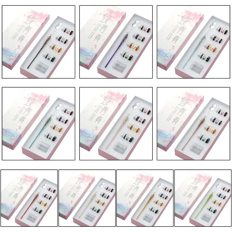 7PCS/SET Handmade Venus Glass Pen Dip Writing Ink Signature Pens Set for School Stationery Decoration Gifts Art Supplies
7PCS/SET Handmade Venus Glass Pen Dip Writing Ink Signature Pens Set for School Stationery Decoration Gifts Art Supplies