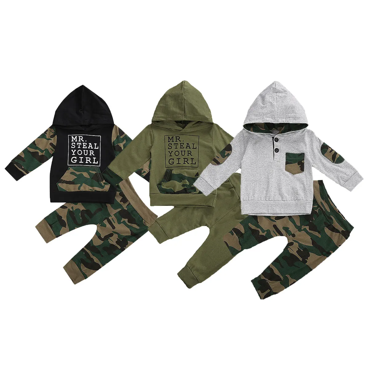 Spring Autumn Toddlers Clothes Set, Little Boys Simple Letter Pattern Long Sleeve Hooded Top + Camouflage Printing Trousers Kit
Spring Autumn Toddlers Clothes Set, Little Boys Simple Letter Pattern Long Sleeve Hooded Top + Camouflage Printing Trousers Kit