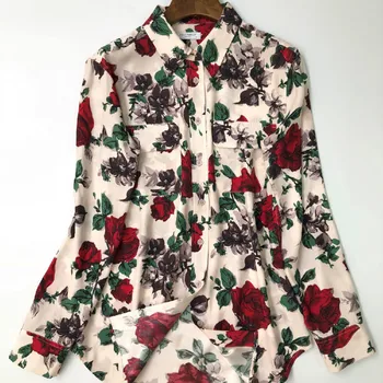 Women Shirt Vintage Rose Silk Shirt 
Women Shirt Vintage Rose Silk Shirt
