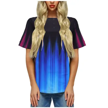 Women's Gradient Color Blouse New Plus Size Short Sleeve Button O-Neck Loose Pullover Spring Summer Fashion Casual футболка YL5
Women's Gradient Color Blouse New Plus Size Short Sleeve Button O-Neck Loose Pullover Spring Summer Fashion Casual футболка YL5