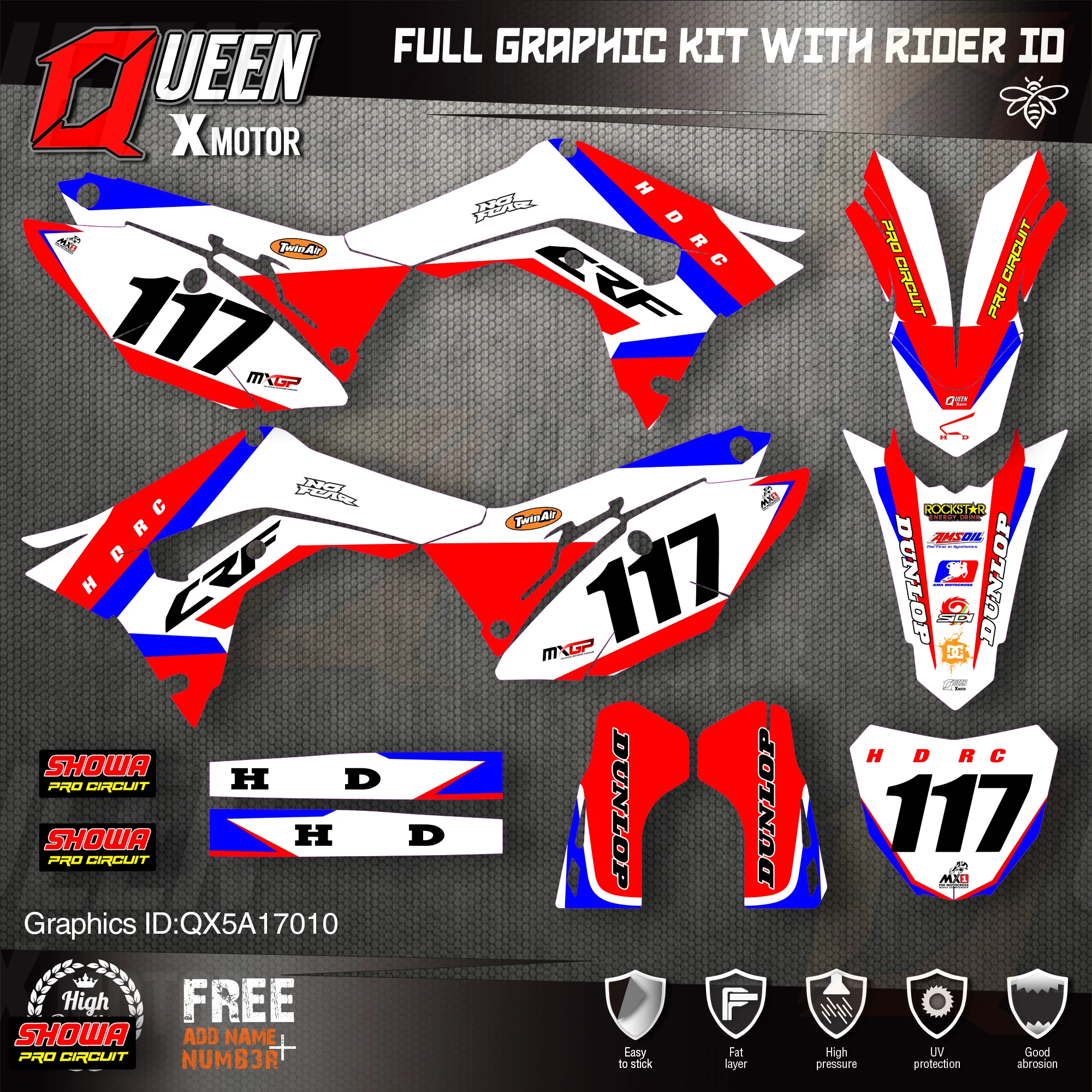QUEEN X MOTOR Custom Team Graphics Backgrounds Decals Stickers Kit For HONDA 2018-2020 CRF250R 2017-2020 CRF450 010
QUEEN X MOTOR Custom Team Graphics Backgrounds Decals Stickers Kit For HONDA 2018-2020 CRF250R 2017-2020 CRF450 010