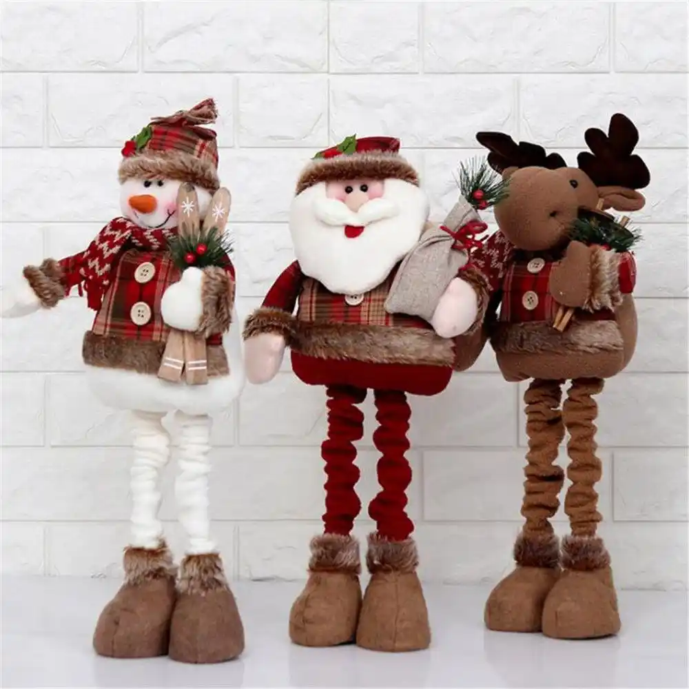 telescopic standing santa snowman elk plush toy doll christmas