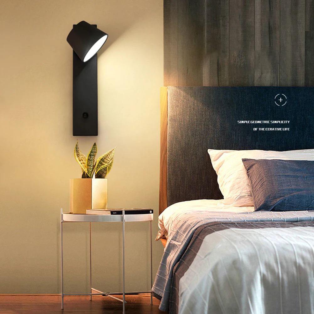 Modern LED Wall Light 360 Rotation Lamp Head with Switch lamps indoor Bedroom Decor Livingroom Sconces Luminaire | Освещение