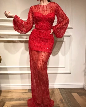 Red Muslim Evening Dresses 2019 Mermaid Long Sleeves Tulle Pearls Islamic Dubai Saudi Arabia Long Formal Evening Gown Prom 
Red Muslim Evening Dresses 2019 Mermaid Long Sleeves Tulle Pearls Islamic Dubai Saudi Arabia Long Formal Evening Gown Prom