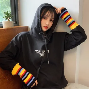 Focal20 Streetwear Letter Embroidery Rainbow Stripe Hooded Sweatshirt Patchwork Women Fleece Sweatshirts Autumn Lady Hoodies Top
Focal20 Streetwear Letter Embroidery Rainbow Stripe Hooded Sweatshirt Patchwork Women Fleece Sweatshirts Autumn Lady Hoodies Top