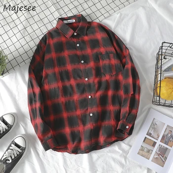 Shirts Men Plaid Shirt Long Sleeve Harajuku Turn-down Collar Casual Mens Korean Style Single Breasted Comfortable Males Clothes
Shirts Men Plaid Shirt Long Sleeve Harajuku Turn-down Collar Casual Mens Korean Style Single Breasted Comfortable Males Clothes