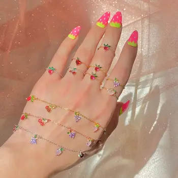 Romantic lovely Gold Color apple grape stawberry cherry Fruit Ring tiny band finger ring with Multi color cz for women girl ring
Romantic lovely Gold Color apple grape stawberry cherry Fruit Ring tiny band finger ring with Multi color cz for women girl ring