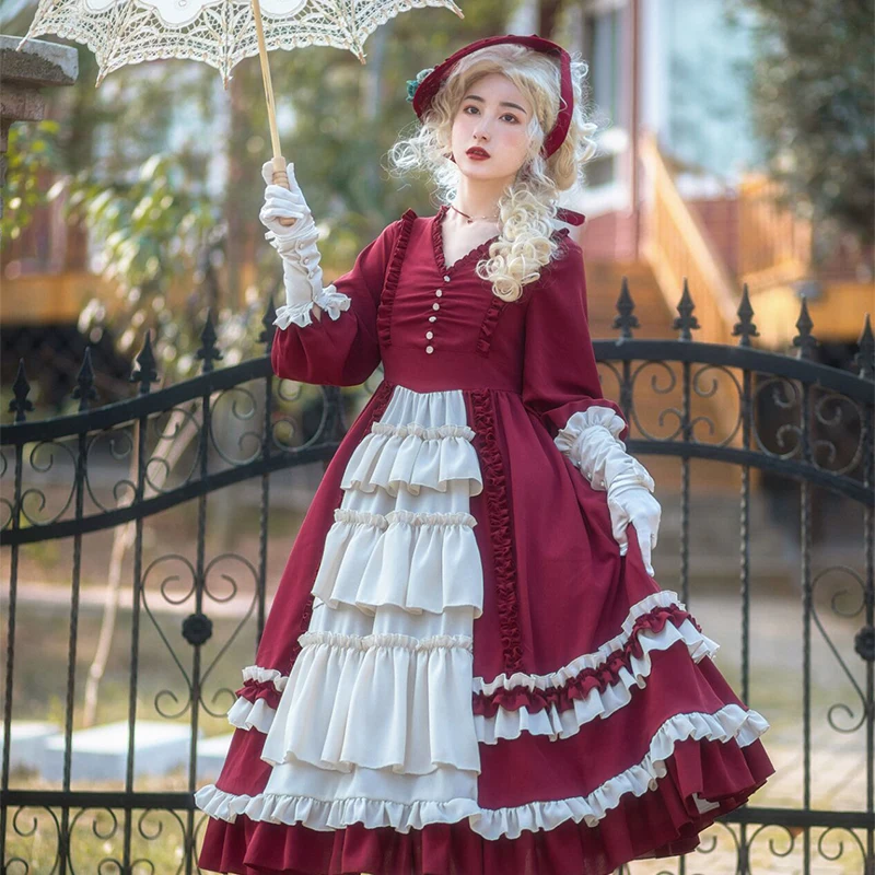 Vintage palace sweet princess lolita dress v-neck patchwork falbala high waist victorian dress kawaii girl gothic lolita op loli
Vintage palace sweet princess lolita dress v-neck patchwork falbala high waist victorian dress kawaii girl gothic lolita op loli