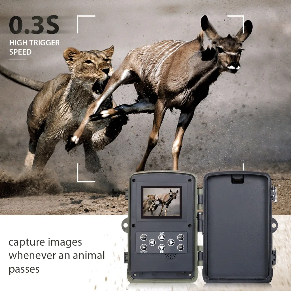 HC802A Hunting Cameras 16MP 0.3s Trigger Trail Hunting Camera Waterproof Wireless Surveillance Tracking Night Vision Cameras
HC802A Hunting Cameras 16MP 0.3s Trigger Trail Hunting Camera Waterproof Wireless Surveillance Tracking Night Vision Cameras