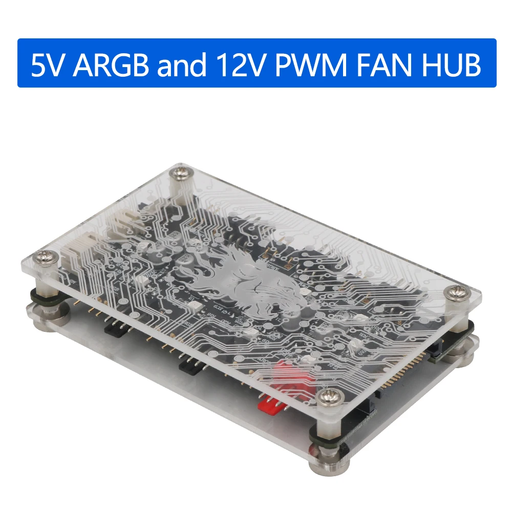 Концентратор для вентилятора 2 в 1 6-контактный 5 В ARGB и 12 PWM DC с акриловым корпусом