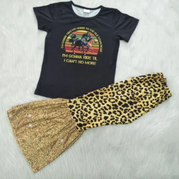 Baby girls wild on the road design black short sleeve shirt leopard bottom pants outfits kids children clothing sets
Baby girls wild on the road design black short sleeve shirt leopard bottom pants outfits kids children clothing sets