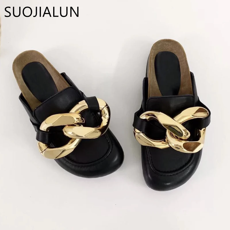 SUOJIALUN/брендовые дизайнерские женские шлепанцы Модные сандалии с золотой