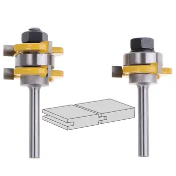 2pcs 6mm Shank Tongue Groove Joint Assembly Router Bit Set 3Teeth T Shape Tenon Carpentry Woodwork Cutter Tool
2pcs 6mm Shank Tongue Groove Joint Assembly Router Bit Set 3Teeth T Shape Tenon Carpentry Woodwork Cutter Tool