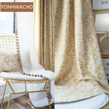 Custom curtain American light luxury country garden stitching yellow jacquard cloth blackout curtain tulle panel C302
Custom curtain American light luxury country garden stitching yellow jacquard cloth blackout curtain tulle panel C302