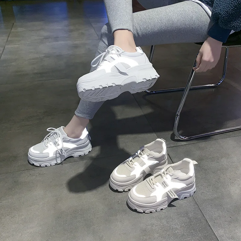 SWONCO Reflective Light White Shoes Women Sneeakers Summer Breathable 2020 Platform Casual Shoes Female White Sneaker For Women
SWONCO Reflective Light White Shoes Women Sneeakers Summer Breathable 2020 Platform Casual Shoes Female White Sneaker For Women