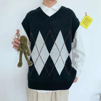Sweater Vest Men Patchwork V-neck Sleeveless Sweaters Chic Preppy Style Side-Slit Couples Teens Retro High Quality New Waistcoat
Sweater Vest Men Patchwork V-neck Sleeveless Sweaters Chic Preppy Style Side-Slit Couples Teens Retro High Quality New Waistcoat