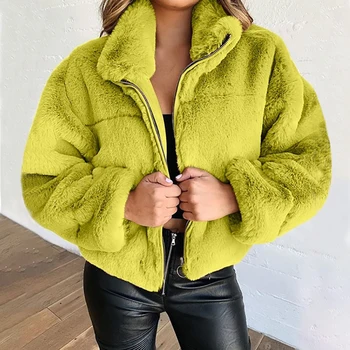 Fashion Faux Fur Coat Jacket Women Autumn Winter New Zipper Turn-down Collar Outerwear Pocket Casual Camel Hairy Overcoat
Fashion Faux Fur Coat Jacket Women Autumn Winter New Zipper Turn-down Collar Outerwear Pocket Casual Camel Hairy Overcoat