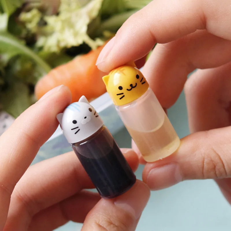 3pcs/set Mini Seasoning Sauce Bottle Mini Containers Lovely Rabbit Frog  Duck Bottles For Bento Lunch Box Kitchen Jar Accessories