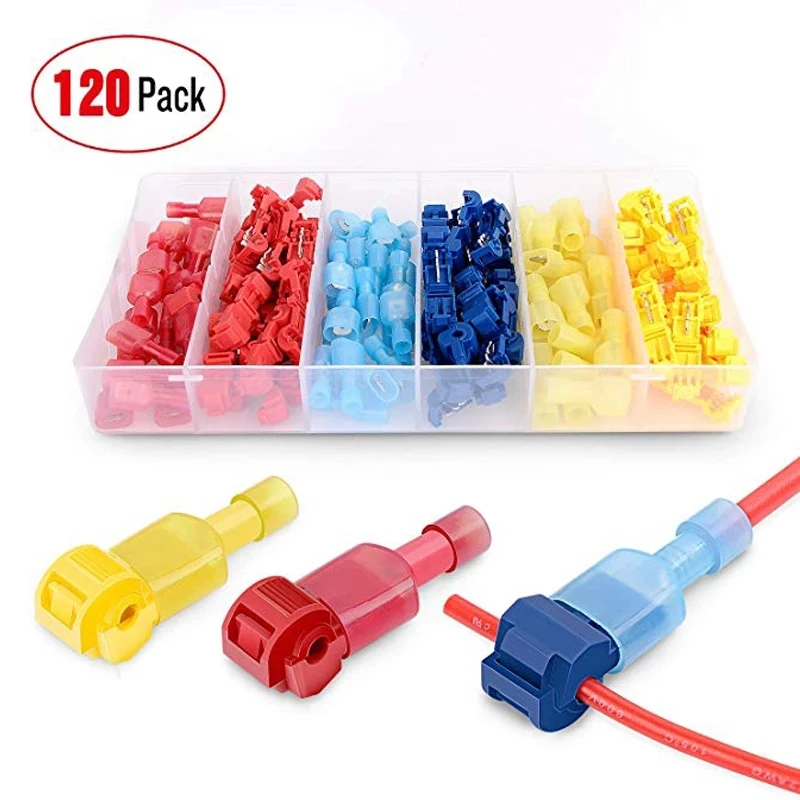 120pcs T-Tap Wire Connectors Self-Stripping Quick Splice Electrical Wire Terminal Insulated Male Quick Disconnect Spade Terminal
120pcs T-Tap Wire Connectors Self-Stripping Quick Splice Electrical Wire Terminal Insulated Male Quick Disconnect Spade Terminal