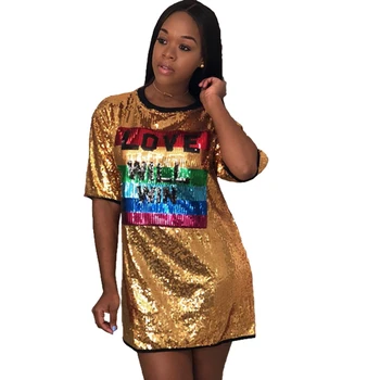 Gold Sequin Bodycon Dress Women Short Sleeve Letter Print T Shirt Dress Streetwear Korean Sparkle Mini Casual Party Club Dress
Gold Sequin Bodycon Dress Women Short Sleeve Letter Print T Shirt Dress Streetwear Korean Sparkle Mini Casual Party Club Dress