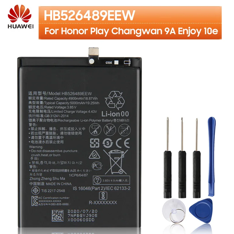 HuaWei Original HB526489EEW Battery For Huawei Honor Play Changwan 9A Enjoy 10e Genuine Replacement Phone Battery 5000mAh
HuaWei Original HB526489EEW Battery For Huawei Honor Play Changwan 9A Enjoy 10e Genuine Replacement Phone Battery 5000mAh