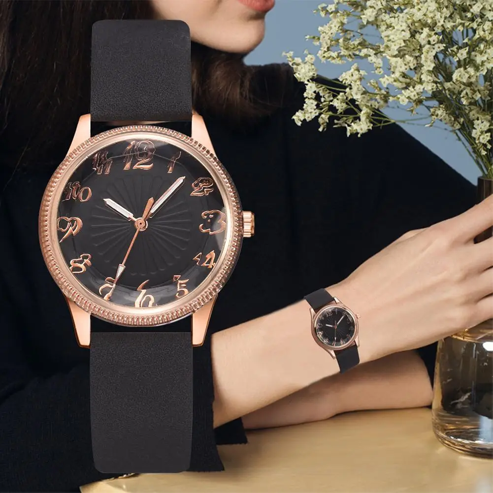 Фото reloj mujer Women Faux Leather Strap Round Dial Arabic Number Analog Quartz Wrist Watch/relogio feminino/women watches/zegarek d | Наручные