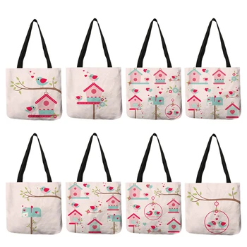 Light Pink Color Handbag Cute Cartoon Bird Nest House Mail Box Tree Printing Shoulder Bag Linen Fabric Portable Linen Sac A Main
Light Pink Color Handbag Cute Cartoon Bird Nest House Mail Box Tree Printing Shoulder Bag Linen Fabric Portable Linen Sac A Main