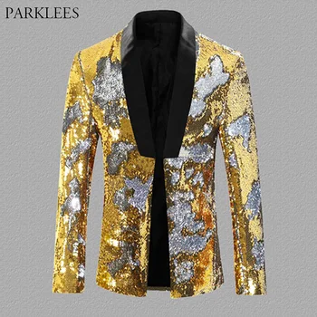 Gold Silver Sequin Glitter Blazer Jacket Men 2019 Fashion Patchwork Lapel Collar Suit Blazer Male Wedding Party Stage Costumes
Gold Silver Sequin Glitter Blazer Jacket Men 2019 Fashion Patchwork Lapel Collar Suit Blazer Male Wedding Party Stage Costumes