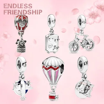 

Romantic Women Charm Beads Fits Pandora Charms Bracelet Necklace Travel Theme Aircraft Pendant DIY Making Jewelry Girls Gift