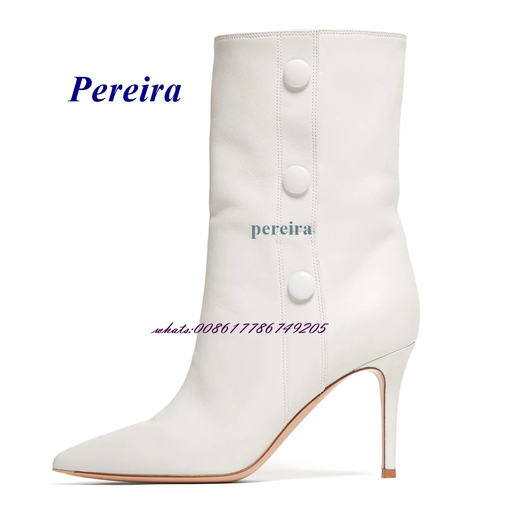 Pereira Pointed Toe Mid Calf Boots Button White New Arrival Fashion Women Shoes Winter Thin Heel High Heels Plus Size Sexy Boots
Pereira Pointed Toe Mid Calf Boots Button White New Arrival Fashion Women Shoes Winter Thin Heel High Heels Plus Size Sexy Boots