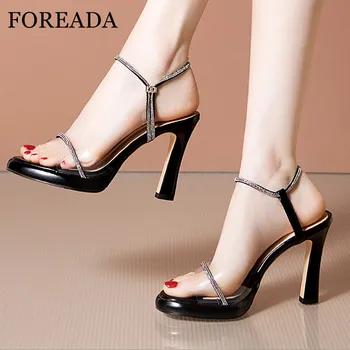 FOREADA Sandals Women Shoes Real Leather Platform Block Extreme High Heels Transparent Summer Sandals Crystal Lady Party Shoes
FOREADA Sandals Women Shoes Real Leather Platform Block Extreme High Heels Transparent Summer Sandals Crystal Lady Party Shoes