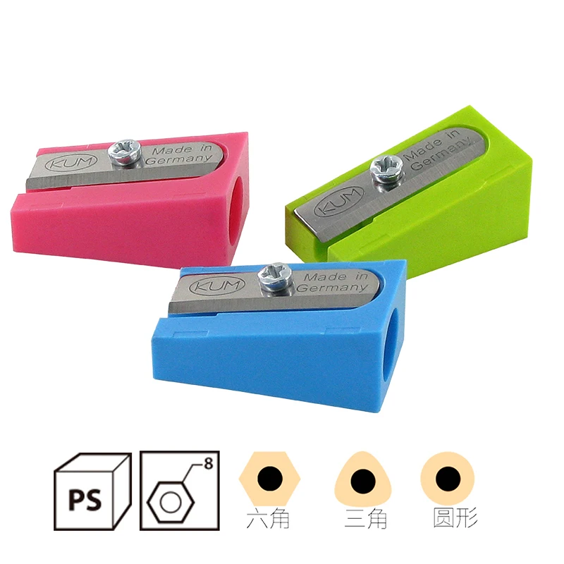 German Kum new PS plastic high sharp cutting 8mm triangle bar hexagon bar round pole wood pencil single hole pencil sharpener
German Kum new PS plastic high sharp cutting 8mm triangle bar hexagon bar round pole wood pencil single hole pencil sharpener