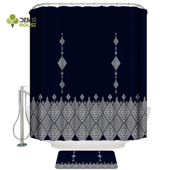 Dear House Shower Curtain and Mat Set Deep Blue Ethnic Geometic Shower Curtain Set Waterproof Fabric
Dear House Shower Curtain and Mat Set Deep Blue Ethnic Geometic Shower Curtain Set Waterproof Fabric