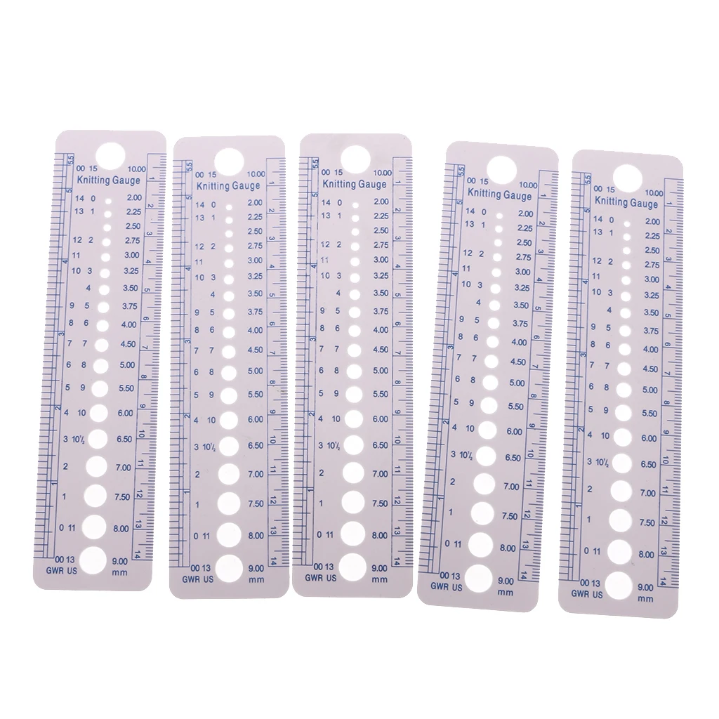 5 Pieces Useful Sewing Knitting Needle Gauge Inch cm Ruler (US UK Canada Size) 5 Pieces Useful Sewing Knitting Needle Gauge Inch cm Ruler (US UK Canada Size)