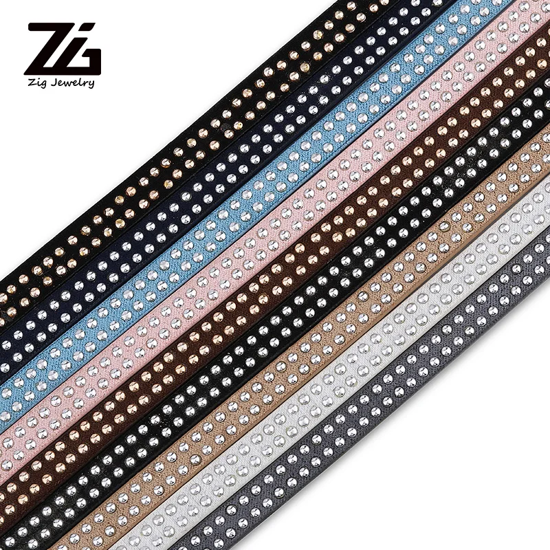ZG 1 2 метра/шт. Замшевые заклепки в горошек 5 мм плоский кожаный шнур браслет