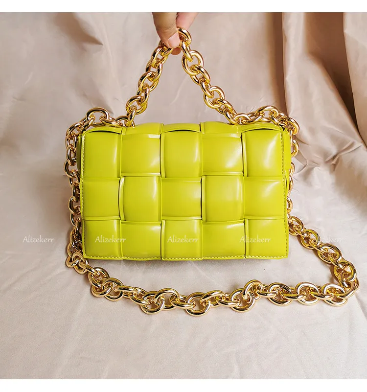 Metal Chain Avocado Green Shoulder Bag Women 2020 New Designer Woven Small Square Crossbody Bag Female Fashion Purse Top Quality Metal Chain Avocado Green Shoulder Bag Women 2020 New Designer Woven Small Square Crossbody Bag Female Fashion Purse Top Quality