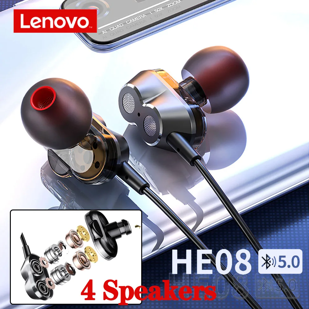 New Original Lenovo HE08 Dual Dynamic Wireless Earphones IPX5 4 Speakers Bluetooth 5.0 Upgrade HIFI Stereo VS HE05 Headset
New Original Lenovo HE08 Dual Dynamic Wireless Earphones IPX5 4 Speakers Bluetooth 5.0 Upgrade HIFI Stereo VS HE05 Headset