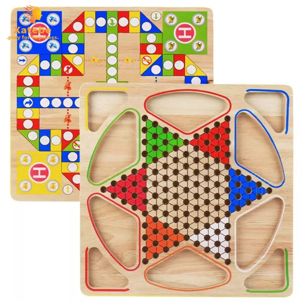2 in 1 Double-Faced Mini Chess Game Checkerboard Wooden Flying Chess Chinese Checkers Flying Ludo Board Set Kid Family Toy
2 in 1 Double-Faced Mini Chess Game Checkerboard Wooden Flying Chess Chinese Checkers Flying Ludo Board Set Kid Family Toy