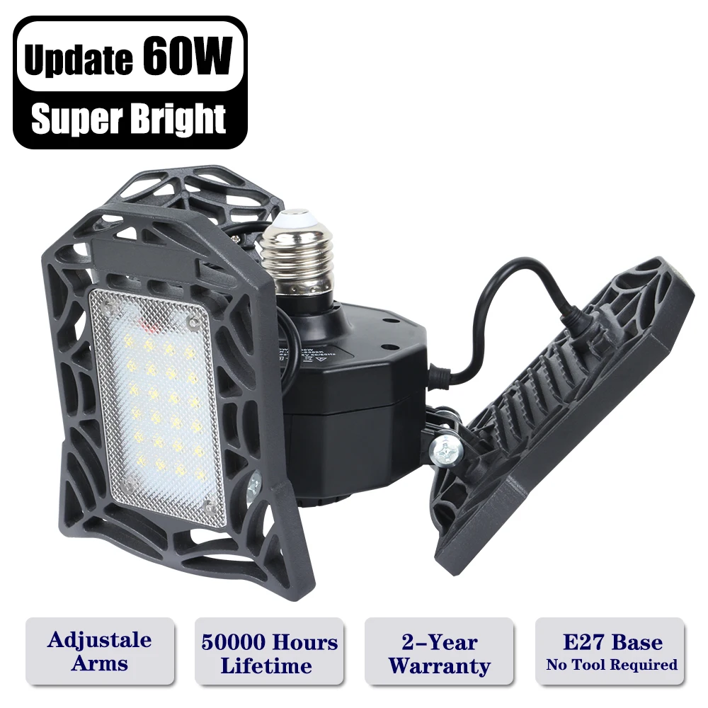 85V-220V E27 Led Deformable Lamp Garage light 60W LED SMD 2835 Bulb Home Lighting High Intensity Parking Warehouse Industrial
85V-220V E27 Led Deformable Lamp Garage light 60W LED SMD 2835 Bulb Home Lighting High Intensity Parking Warehouse Industrial