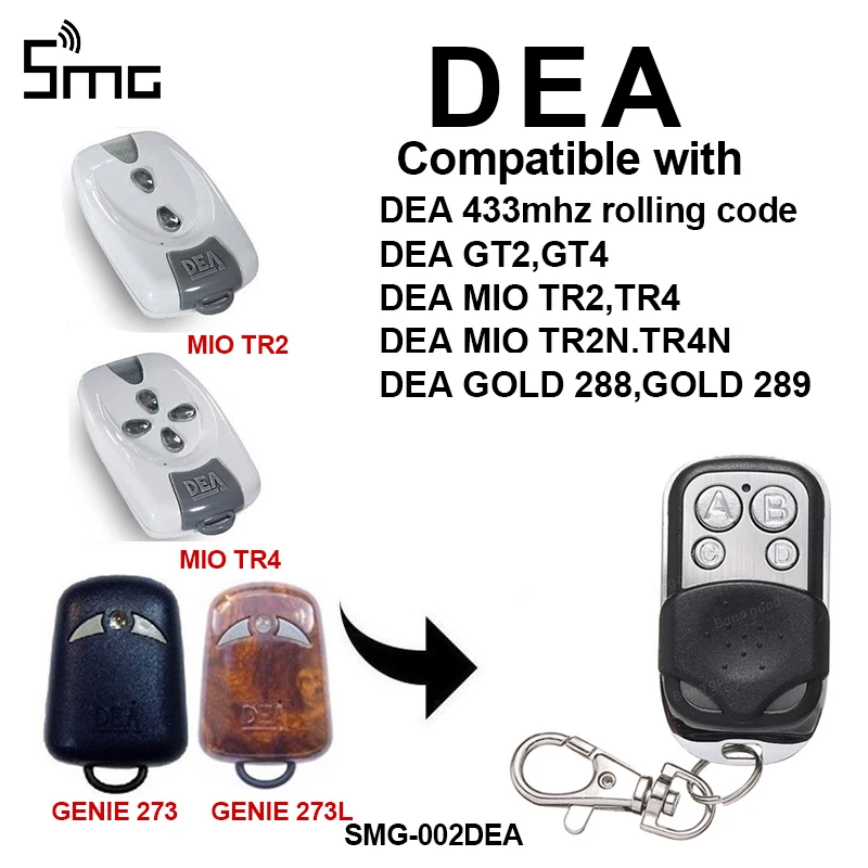 

1piece DEA GT2 GT4 DEA MIO TR2 TR4 433mhz remote control DEA gate garage door openner garage command Rolling Code 433.92MHz