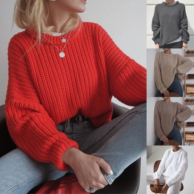 Sweaters for Women 2020 Autumn Winter Solid Loose Pullovers Jumper Thick Warm Knitted Sweater Oversize Long Sleeve Wool Top
Sweaters for Women 2020 Autumn Winter Solid Loose Pullovers Jumper Thick Warm Knitted Sweater Oversize Long Sleeve Wool Top