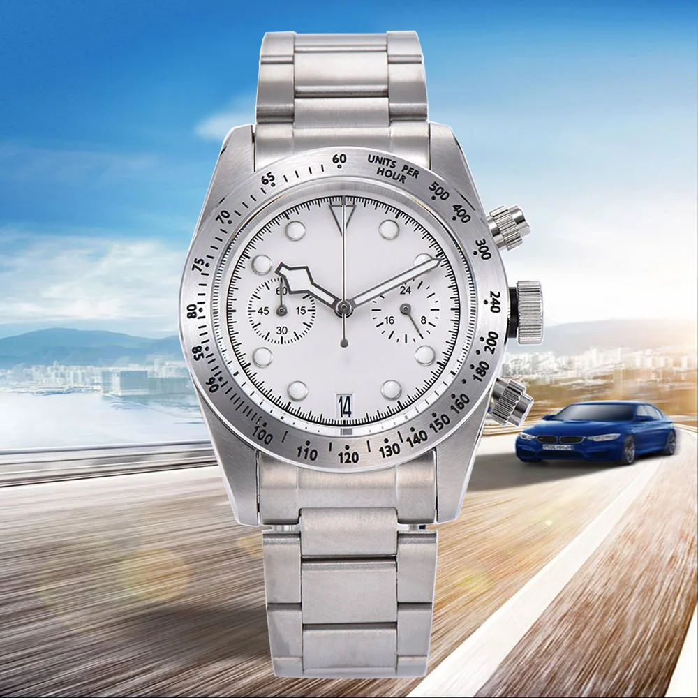 Sports Men's Watch Timing Code Watch 41mm Men's Japan vk64 Quartz White Dial Quartz Movement Luminous Steel Bracelet Case Date 
Sports Men's Watch Timing Code Watch 41mm Men's Japan vk64 Quartz White Dial Quartz Movement Luminous Steel Bracelet Case Date