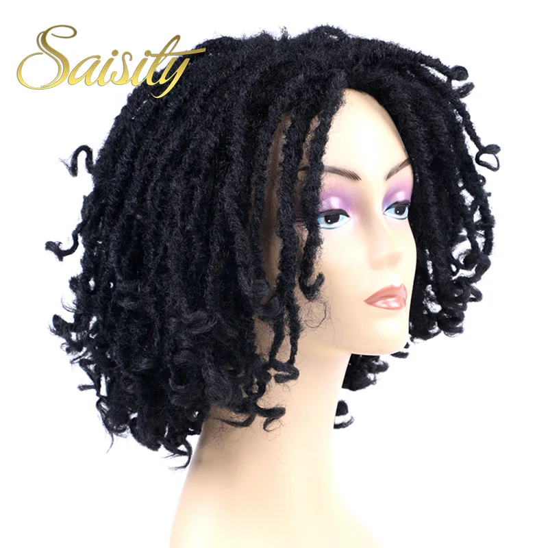 Фото Синтетические дреды Saisity средней длины парик для африканских женщин черные