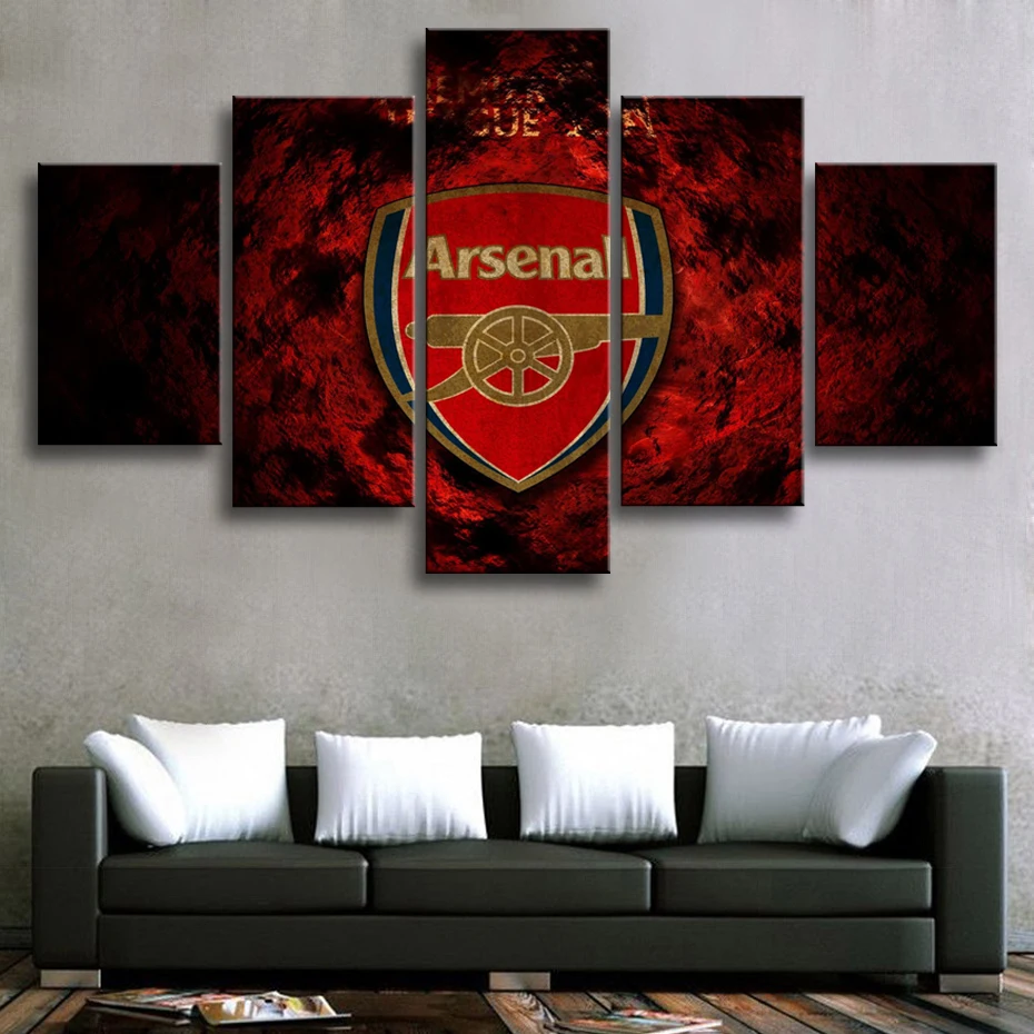 

Creative Arsenal Foot Ball Poster 5 Pieces Canvas Paintings Sports Soccer Prints Wall Art Posters Living Room Home Decor Frame