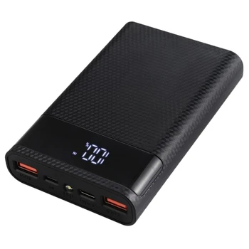 

HOT-HAWEEL 18650 Battery Charger Box Power Bank Shell Box with 2 USB Output +Display, Support QC 2.0 15000MA (Not Included Batte