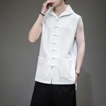 Traditional Chinese Clothing for Men Cotton Linen Hooded Vests Sleeveless Waistcoat Casual Kung Fu Tai Chi Wu Tang Tops CN-183
Traditional Chinese Clothing for Men Cotton Linen Hooded Vests Sleeveless Waistcoat Casual Kung Fu Tai Chi Wu Tang Tops CN-183