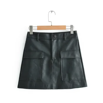E CN WOMAN Fashion Simple Faux Leather Skirt Double Pockets Decoration Casual Women Mini Skirts Feminine Streetwear
E CN WOMAN Fashion Simple Faux Leather Skirt Double Pockets Decoration Casual Women Mini Skirts Feminine Streetwear