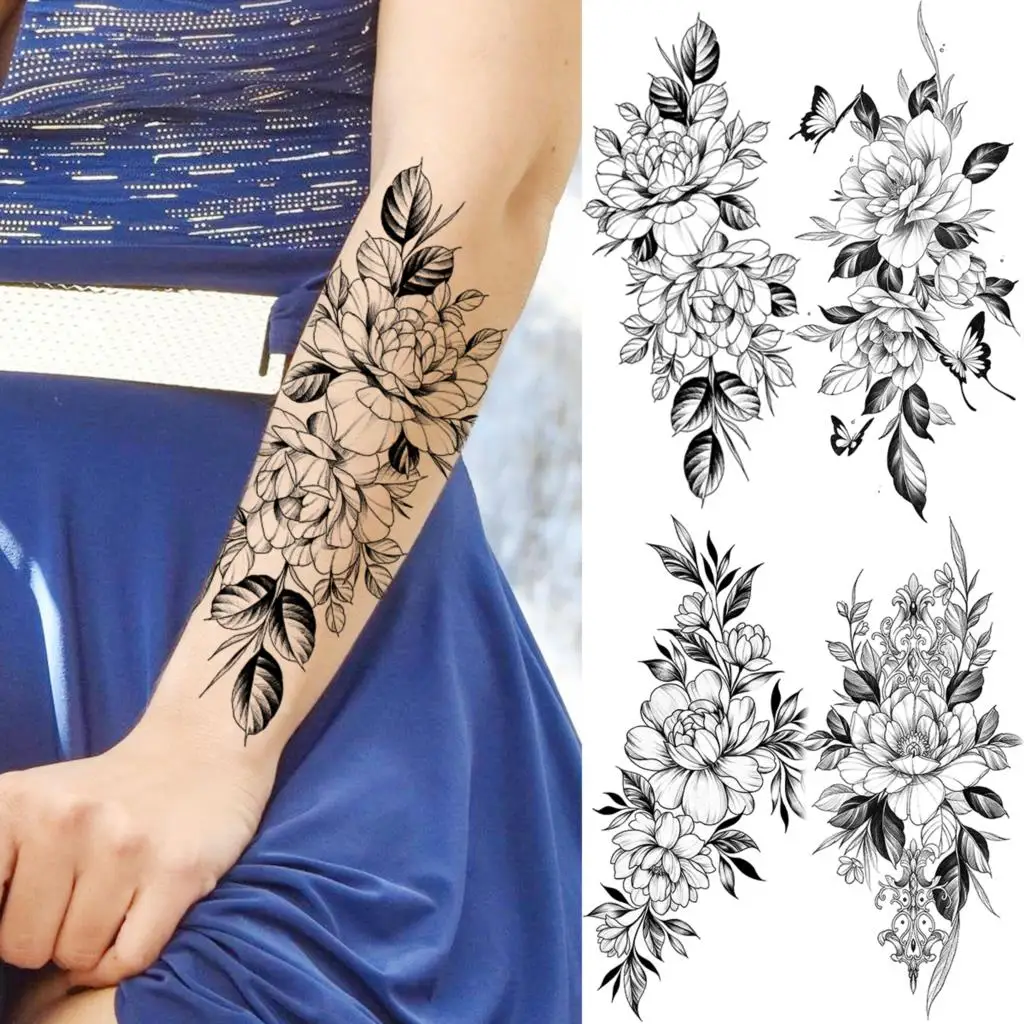 Realistic Peony Flower Temporary Tattoos For Women Adult Rose Butterfly Fake Tattoo Waterproof Body Art Sleeve Tatoos Decal
Realistic Peony Flower Temporary Tattoos For Women Adult Rose Butterfly Fake Tattoo Waterproof Body Art Sleeve Tatoos Decal