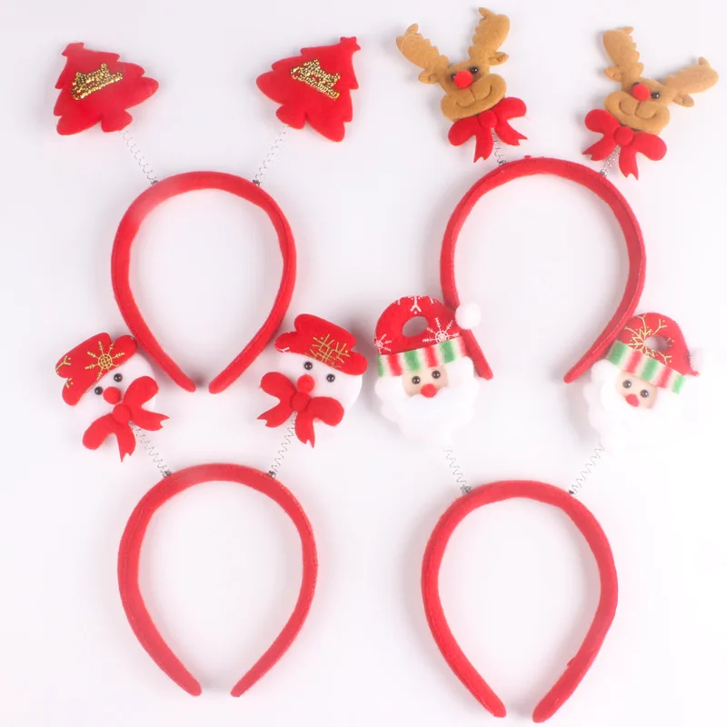 

Cute Christmas Headband Hair Accessories Santa Claus Antler Snowman Headband With Spring Hairband Headpieces Christmas Decor